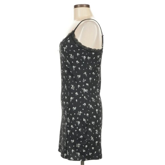 Divided x H&M Black White Floral Strappy Bodycon Mini Dress Croquette Y2K Revive - Picture 7 of 16